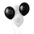 Happy Birthday Script Luftballons schwarz und weiß (6 Stück)