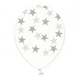 Transparente Luftballons mit Sternen silber (6 Stk.)