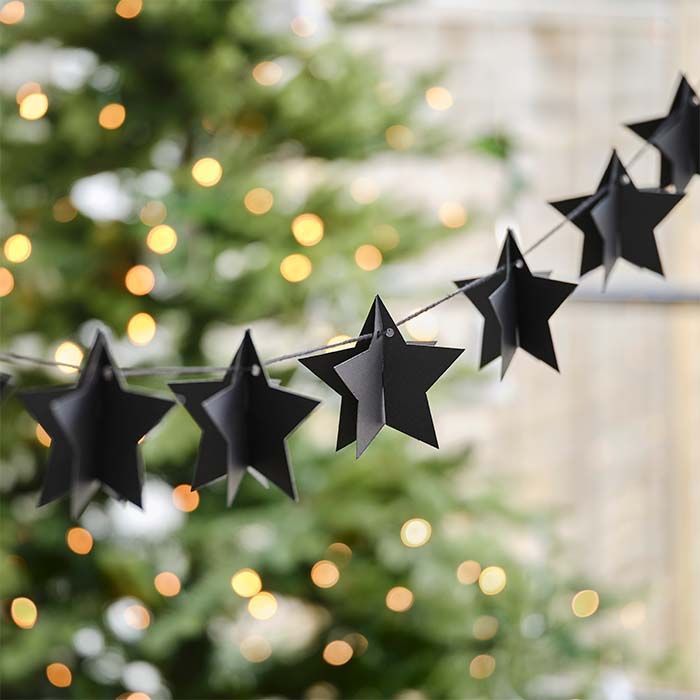 Girlande Sterne 3D schwarz Zeitgenössische Weihnachten Ginger Ray