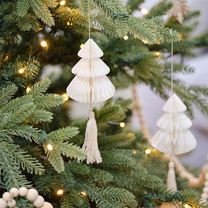 Weihnachtsanhänger Weihnachtsbäume creme Nordic Noel (4St.) Ginger Ray
