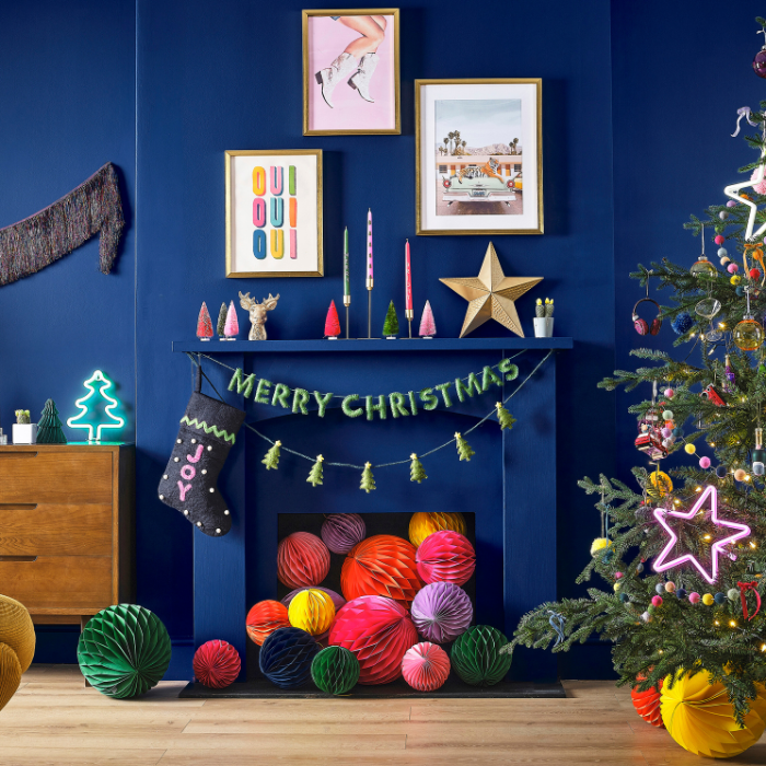 Dekoration Weihnachtsbaum mit Lichtern gold Ginger Ray