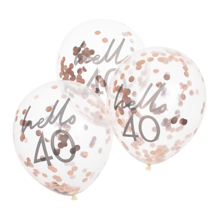 Confetti ballonnen Hello 40 rosé Mix It Up (5st) Ginger Ray