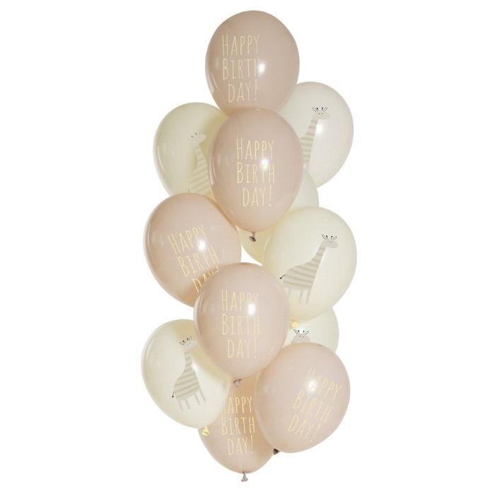 Luftballons Mix Happy Birthday Giraffe (12 Stk.)