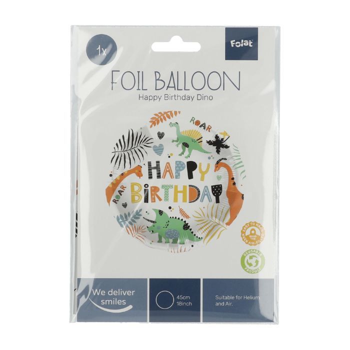 Folienballon Happy Birthday Dino brüllt 45cm