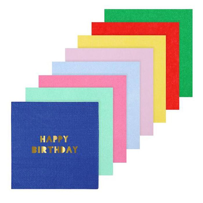 Kuchenservietten Happy Birthday Multi Colour (16 Stück) Meri Meri