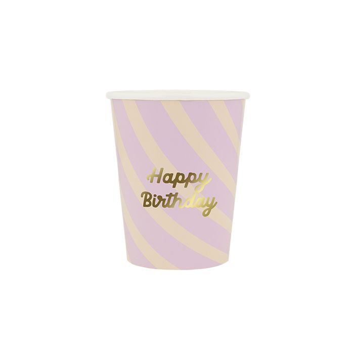 Alles Gute zum Geburtstag Streifen Party Tassen (8pcs) Meri Meri