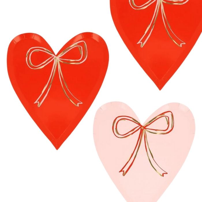 Teller Herzen mit Schleife Valentine (8St.) Meri Meri