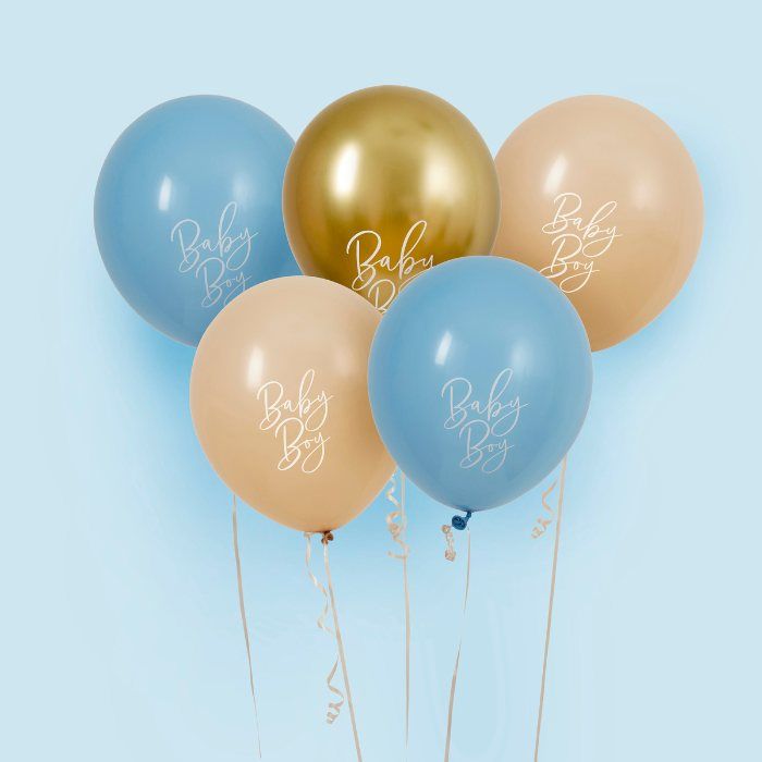 Luftballons Mix Blau Babyshower (5Stk) Hootyballoo
