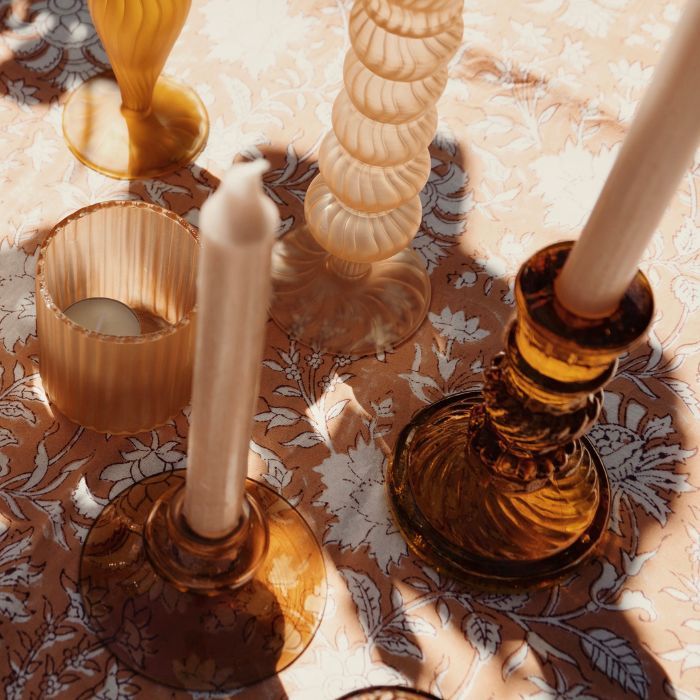 À La Kerzenständer antik Glas Senf