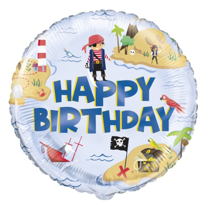 Folienballon Piraten Happy Birthday 45cm