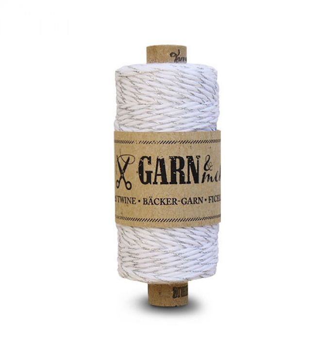 Bakers twine Sparkle Zilver-Wit (45m)