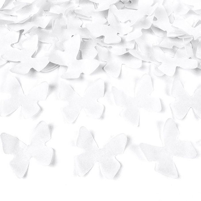 Confetti kanon vlinders wit 40cm