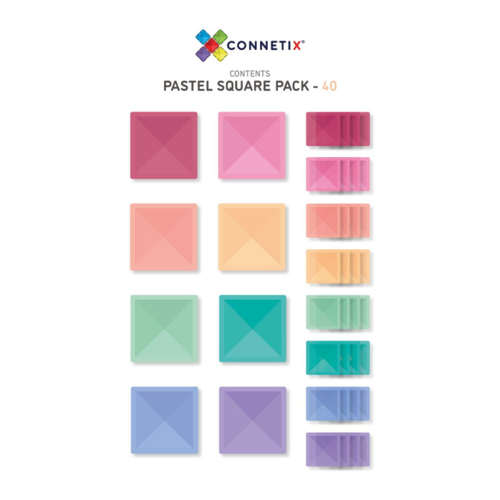 Connetix Tiles Pastellfarbenes Quadratpaket (40 Stück)