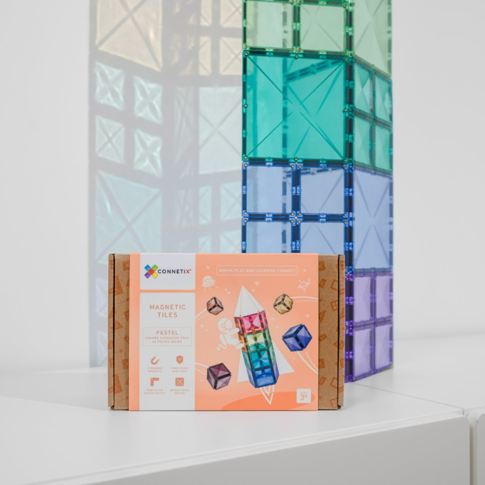 Connetix Tiles Pastellfarbenes Quadratpaket (40 Stück)