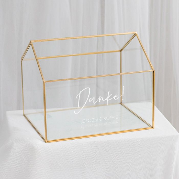 Personalisierte Glas Umschlagbox Haus modern