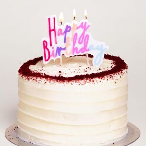 Torte Kerze alles Gute zum Geburtstag Pastell rosa Talking Tables