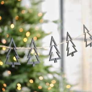 Schwarzes Pendel mit Weihnachtsbäumen Zeitgenössisches Weihnachten Ginger Ray