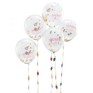 Konfetti-Ballons Frohe Weihnachten Frohe Alles (5 Stück)