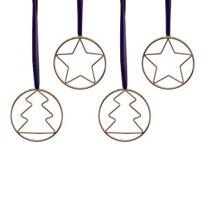Weihnachtsanhänger aus goldfarbenem Metall Navy Luxe (4 Stück) Ginger Ray