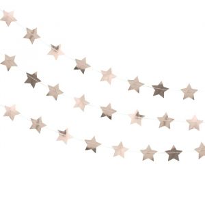 Sterngirlande aus Roségold (5 m), metallischer Stern, Roségold