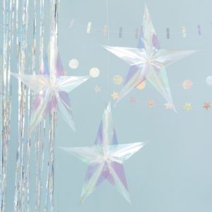 Decoratie sterren holografisch (3st) Jolly Vibes