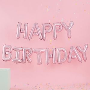 Folieballonnen roze Happy Birthday Pastel Party Ginger Ray