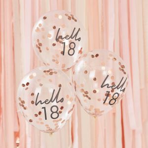 Confetti ballonnen Hello 18 rosé Mix It Up (5st) Ginger Ray