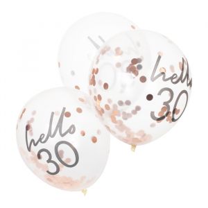 Konfetti-Ballons Hello 30 rosa Mix It Up (5Stk) Ginger Ray