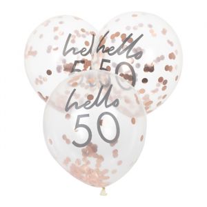 Konfetti Ballons Hello 50 rosa Mix It Up (5Stk) Ginger Ray