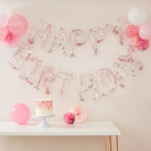 Slinger confetti folieballonnen Happy Birthday Ginger Ray