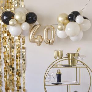Girlande mit Luftballons 40 Champagne Noir Ginger Ray
