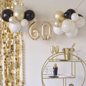 Girlande mit Luftballons 60 Champagne Noir Ginger Ray