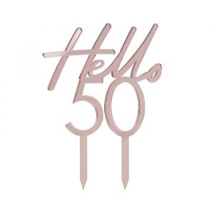 Taarttopper Hello 50 Pink & Rose Gold Ginger Ray