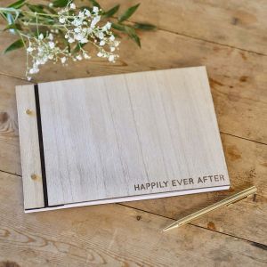 Gästebuch Holz glücklich bis ans Lebensende Rustic Romance Ginger Ray