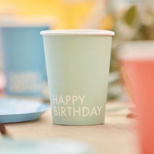 Becher Happy Birthday eco Mix it Up Brights Ginger Ray