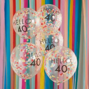 Konfetti-Ballons Hallo 40 Mix it up Brights Ginger Ray