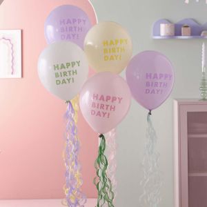 Ballon Mix Happy Birthday Pastell Welle Ginger Ray