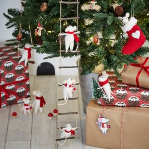 Weihnachtsanhänger Filzmaus mit Weihnachtsbaum