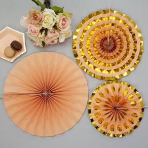 Paper fans (3st) Colour Block Marble Peach 