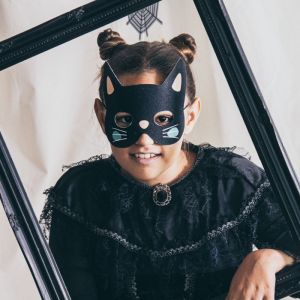 Happy Halloween Maske schwarze Katze