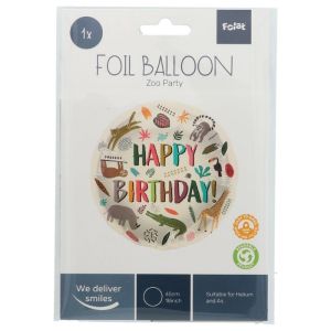 Folienballon Happy Birthday Zoo Party 45cm