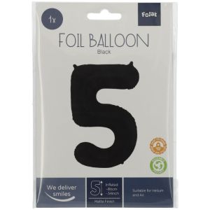 Folienballon Figur 5 mattschwarz (86cm)