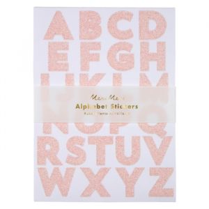Roze glitter stickers alfabet (240st) Meri Meri