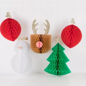 Honigwaben große Weihnachtssymbole (5 Stück) Meri Meri