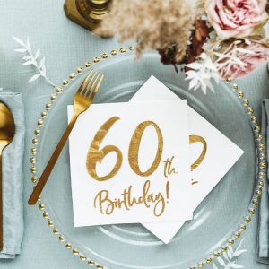 Goldene Servietten zum 60. Geburtstag (20 Stück)