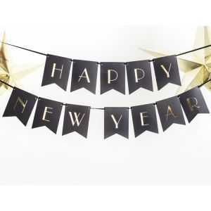 Slinger Happy New Year zwart-goud