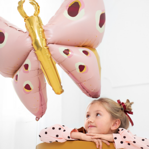 Folienballon mit rosafarbenem Schmetterling 120 cm