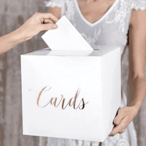 Umschlagbox Karten weiß-rosegold