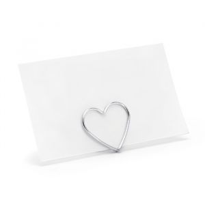 Platzkartenhalter in Herzform, Silber (10 Stück)