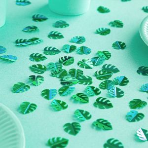 Tischkonfetti metallisch grüne Blätter